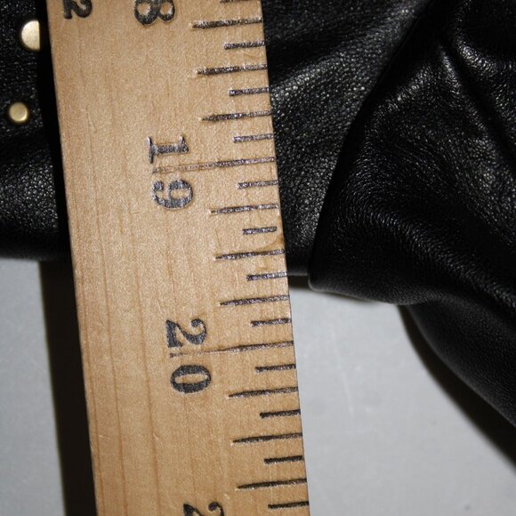 Dana Buchman Sz 12 Black Gold Stud Zipper 100% Leather Acetate Lined Jacket - Picture 11 of 16